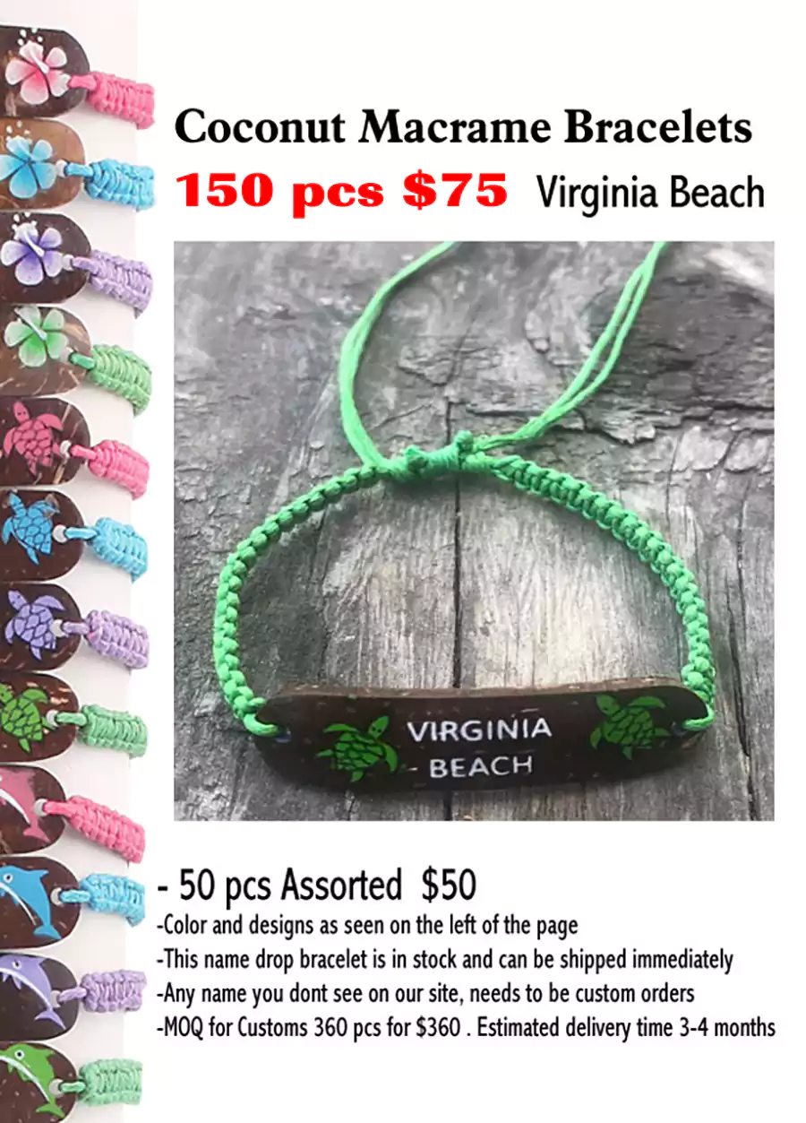 Coconut Macrame Bracelets -Virginia Beach (CL)